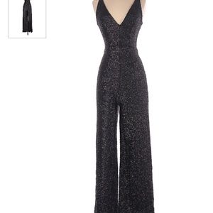 Dress the population black sequin jumpsuit as L